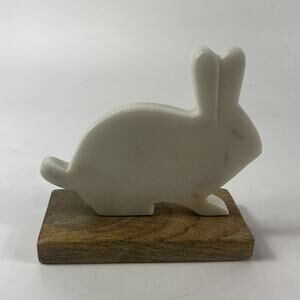 Carved Marble Bunny Rabbit Decor Shelf Desk Cabincore Easter Gift Home Display